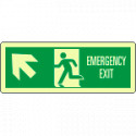 Cartello luminescente DIN Emerg. Exit freccia alto sx EN ISO 7010