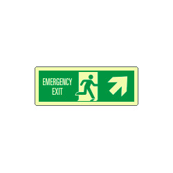 Cartello luminescente DIN Emerg. Exit freccia dx alto EN ISO 7010