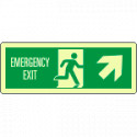 Cartello luminescente DIN Emerg. Exit freccia dx alto EN ISO 7010