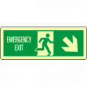 Cartello luminescente DIN Emerg. Exit freccia basso dx EN ISO 7010