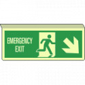 Cartello sospeso luminesc. uscita emergenza freccia a dx EN ISO 7010