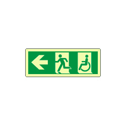 Cartello uscita di emergenza disabili freccia a sinistra lum. ENISO7010