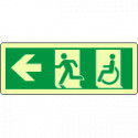 Cartello uscita di emergenza disabili freccia a sinistra lum. ENISO7010