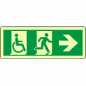 Etichetta uscita di emergenza disabili freccia a destra lim. ENISO7010