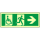 Cartello uscita di emergenza disabili freccia a destra lum. ENISO7010