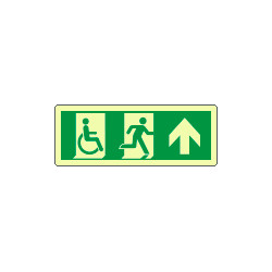 Cartello uscita di emergenza disabili freccia avanti lum. EN ISO 7010