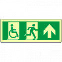 Cartello uscita di emergenza disabili freccia avanti lum. EN ISO 7010