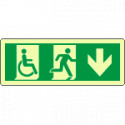 Cartello uscita di emergenza disabili freccia indietro lum. EN ISO 7010