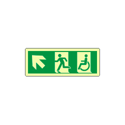 Cartello uscita di emergenza disabili freccia in alto sx. lum. ENISO7010