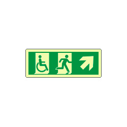 Etichetta uscita emergenza disabili freccia in alto a dx. lum. ENISO7010