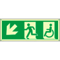 Cartello uscita emergenza disabili freccia in basso a sx. lum. ENISO7010