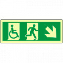 Cartello uscita emergenza disabili freccia in basso a dx. lum. ENISO7010
