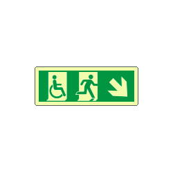 Cartello uscita emergenza disabili freccia in basso a dx. lum. ENISO7010