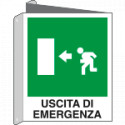 Cartello bifacciale uscita emergenza sinistra