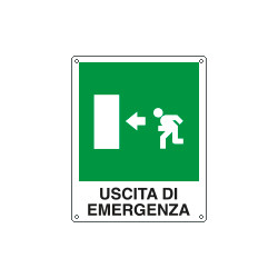 Cartello salvataggio uscita di emergenza sinistra