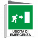 Cartello bifacciale uscita emergenza destra