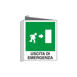 Cartello bifacciale uscita emergenza destra