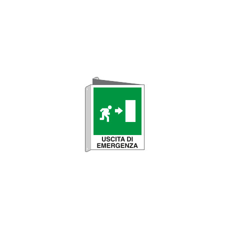 Cartello bifacciale uscita emergenza destra