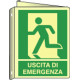 Cartello bifacciale uscita emergenza sinistra