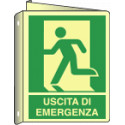 Cartello bifacciale uscita emergenza sinistra