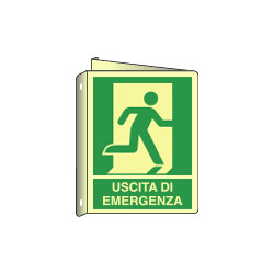 Cartello bifacciale uscita emergenza destra