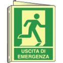 Cartello bifacciale uscita emergenza destra
