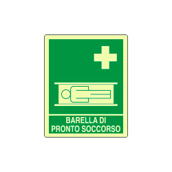 Cartello fotoluminescente barella pronto soccorso