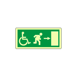Cartello fotoluminescente uscita disabili destra