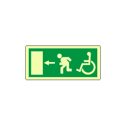 Etichetta fotoluminescente uscita disabili sinistra.