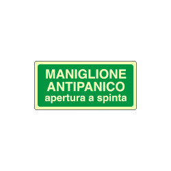 Cartello fotoluminescente maniglione antipanico