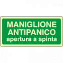 Cartello fotoluminescente maniglione antipanico