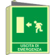 Cartello bifacciale uscita emergenza sinistra luminescente