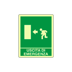 Cartello fotoluminescente uscita emergenza sinistra