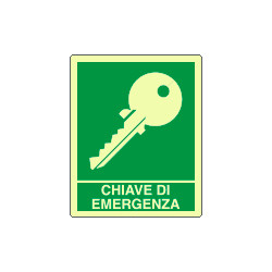 Cartello fotoluminescente chiave di emergenza