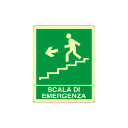 Cartello fotoluminescente scala emergenza discesa sn
