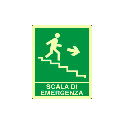 Cartello fotoluminescente scala emergenza discesa ds