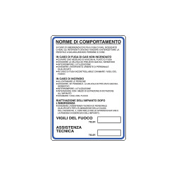 Cartello alluminio norme di comportamento GPL
