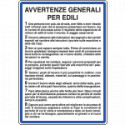 Cartello NORME avvertenze GENERALI PER EDILI