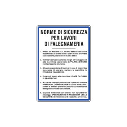 Cartello NORME lavori DI FALEGNAMERIA