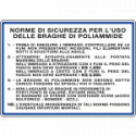 Cartello NORME USO BRAGHE POLIAMMIDE