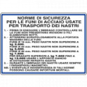 Cartello NORME USO FUNI ACC. TRASP. NASTRI