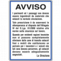 Cartello NORME AVVISO LASCIARE LIBERI PASSAGGI