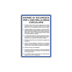 Cartello NORME USO SEGA CIRCOLARE