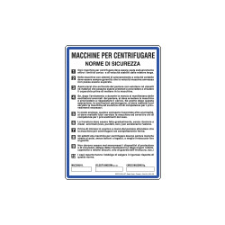 Cartello NORME MACCHINE PER CENTRIFUGARE