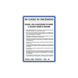 Cartello NORME COMPORTAMENTO CASO INCENDIO