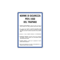 Cartello NORME USO TRAPANO