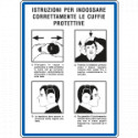 Cartello Istruzioni per indossare cuffie protettive