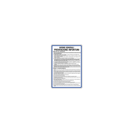 Cartello norme generali prevenzione infortuni