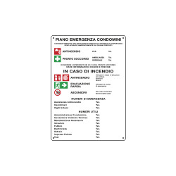 Cartello PIANO EMERGENZA CONDOMINI simbologia EN ISO 7010