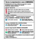 Cartello NORME COMPORTAMENTO EMERGENZA NEGLI OSPEDALI EN ISO 7010